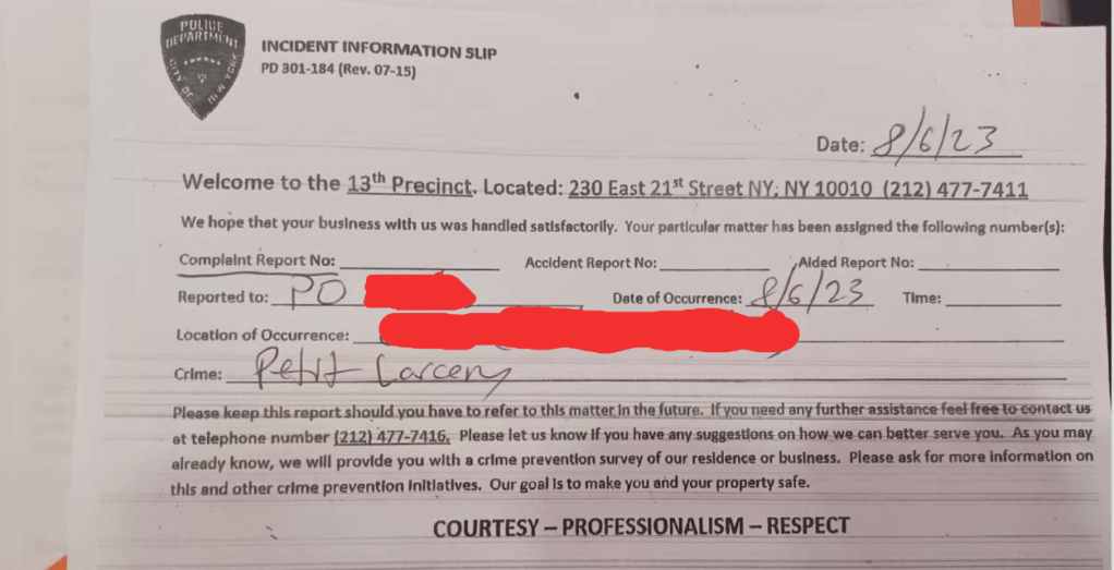 I was robbed again for my smartphone in Manhattan on August 6,&nbsp;2023.